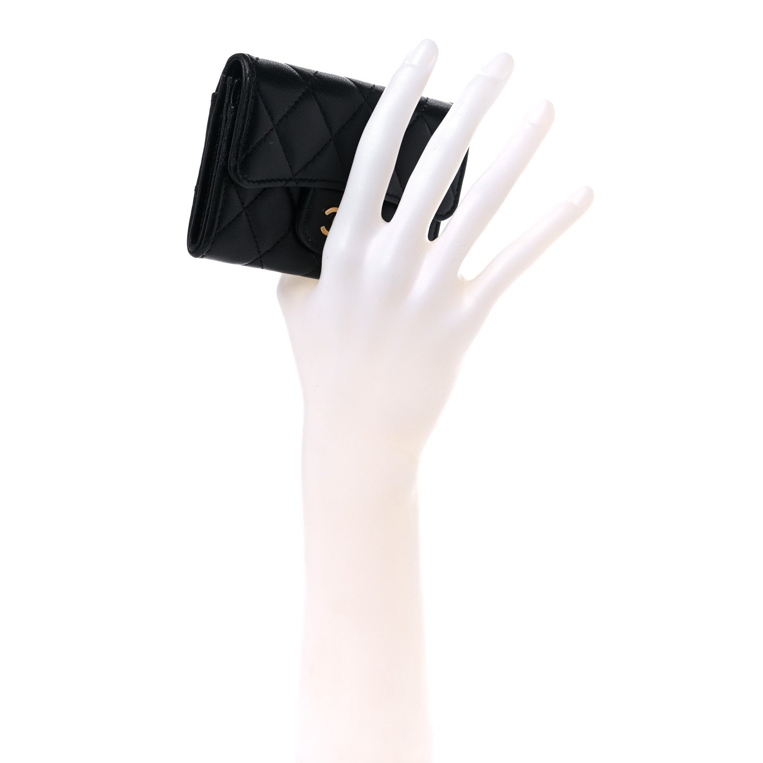 Chanel Lambskin Quilted Flap Card Holder Wallet Black 2 of 12