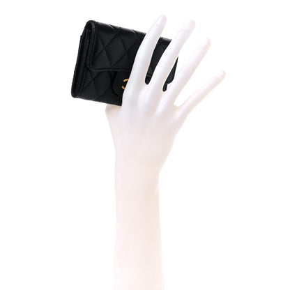 Chanel Lambskin Quilted Flap Card Holder Wallet Black 2 of 12