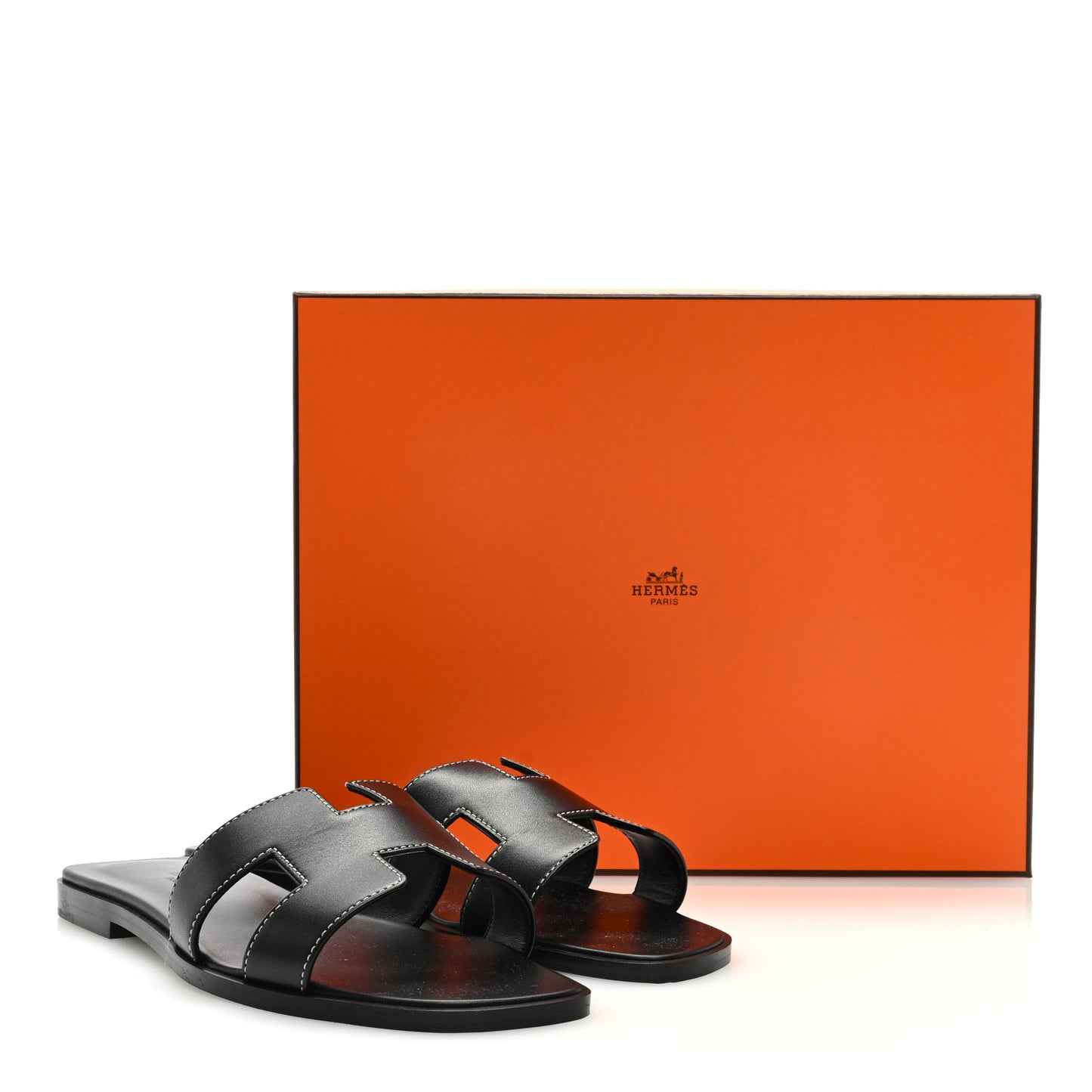 Box Calfskin Oran Sandals 37 Black