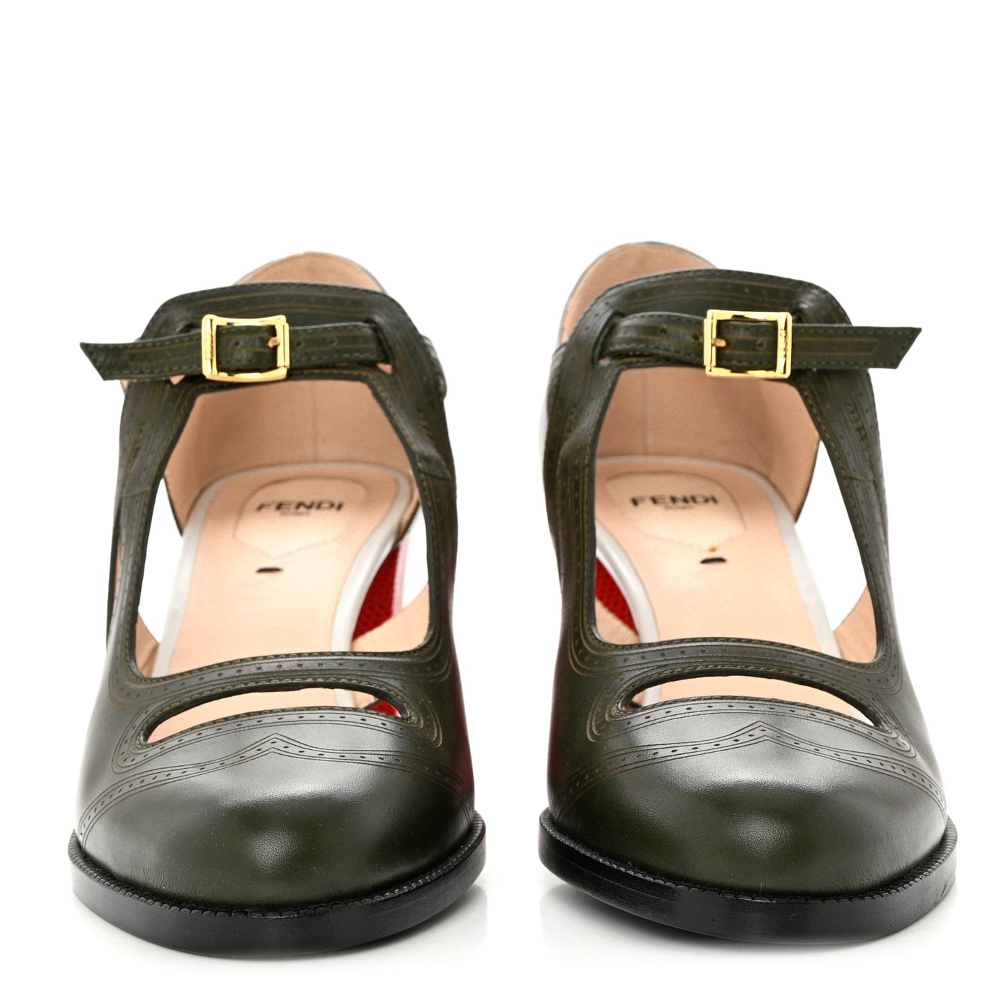 Calfskin Chameleon Block Heel Pumps 38 Green Red