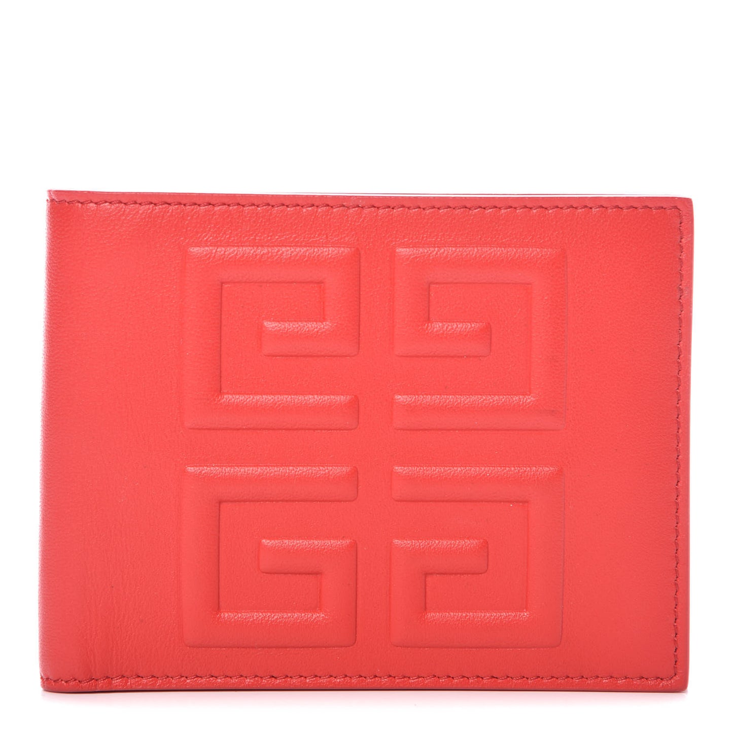 Lambskin Logo Emblem Bi-Fold Wallet Red