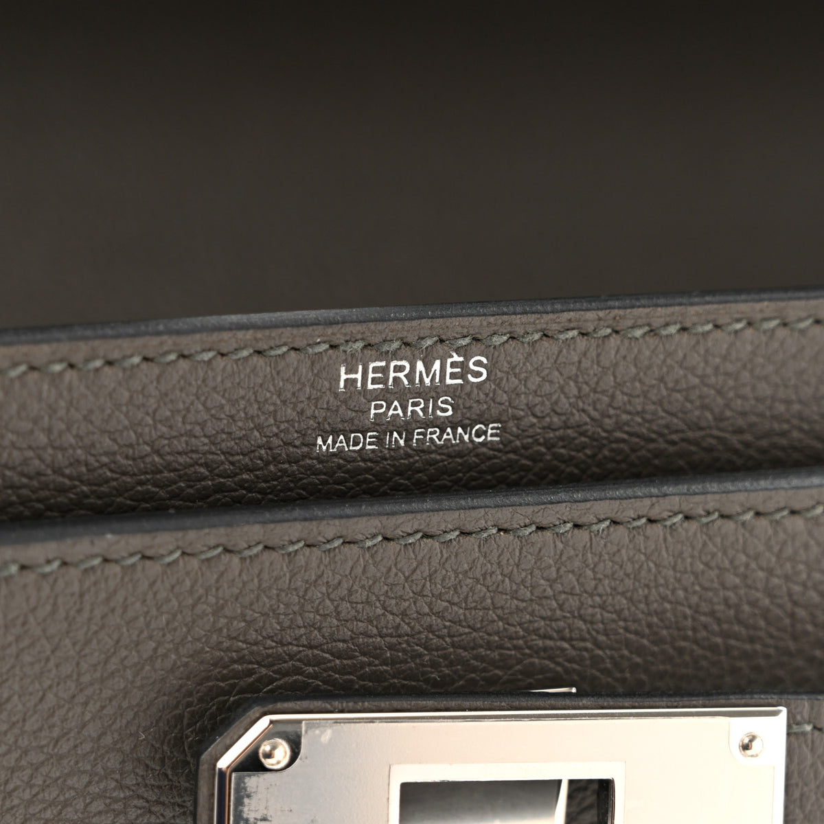 Hermes Evercolor Evergrain Barenia Kelly Depeches 36 Briefcase Vert De Gris Black Fauve 6 of 10