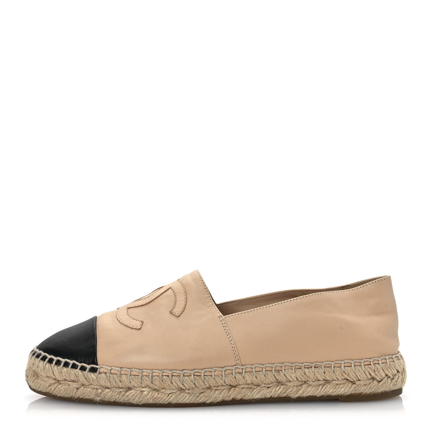 Chanel Lambskin CC Espadrilles 38 Beige Black 1 of 16
