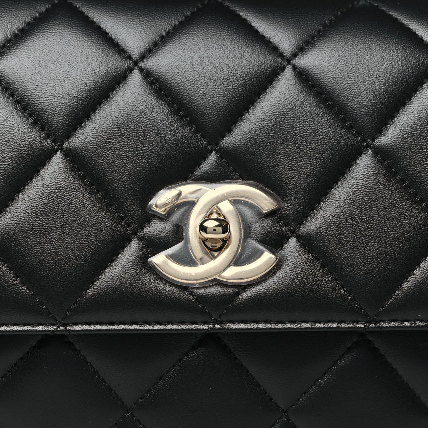 Lambskin Quilted Medium Trendy CC Flap Dual Handle Bag Black