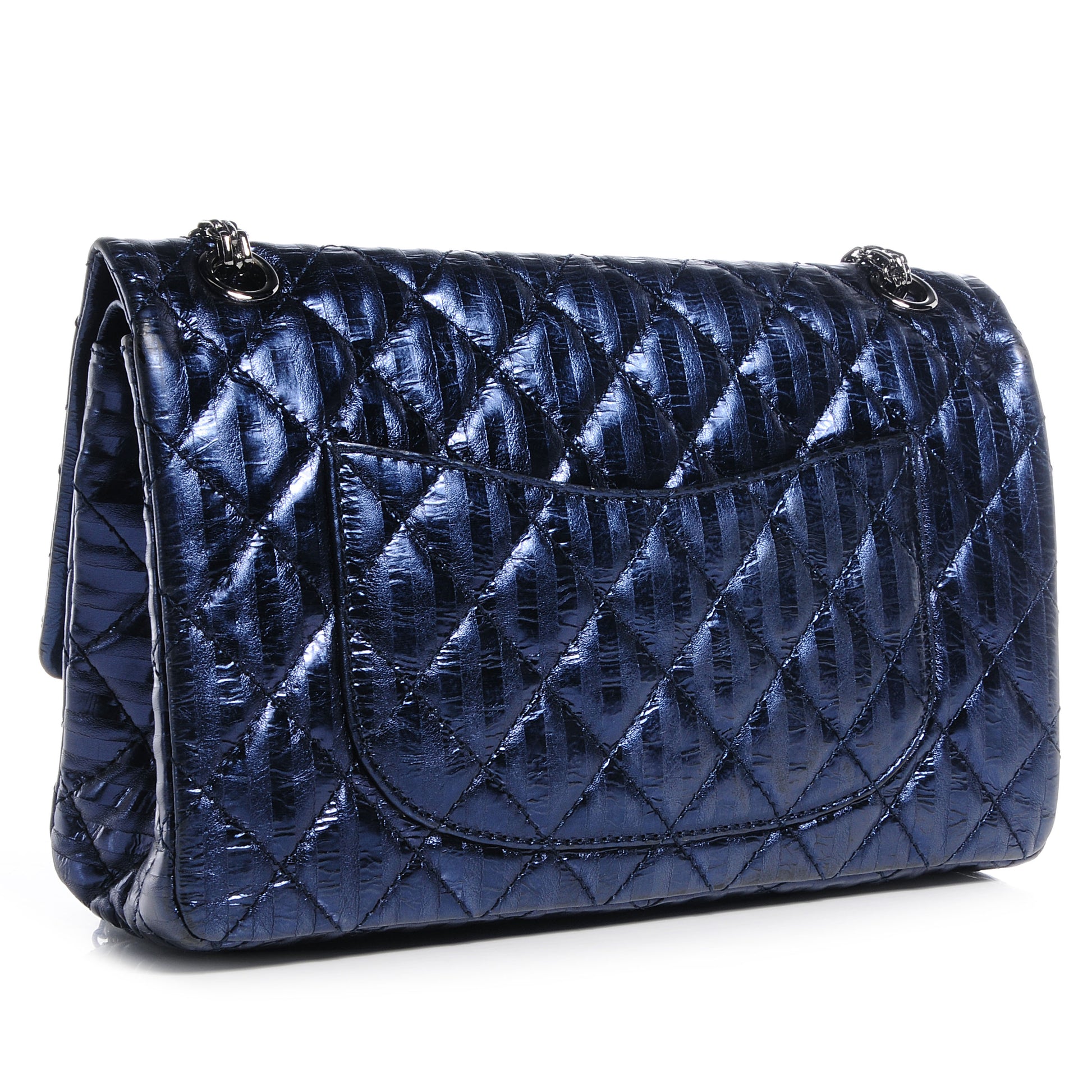 Chanel Metallic Striped 2.55 Reissue 226 Flap Blue 3 of 7