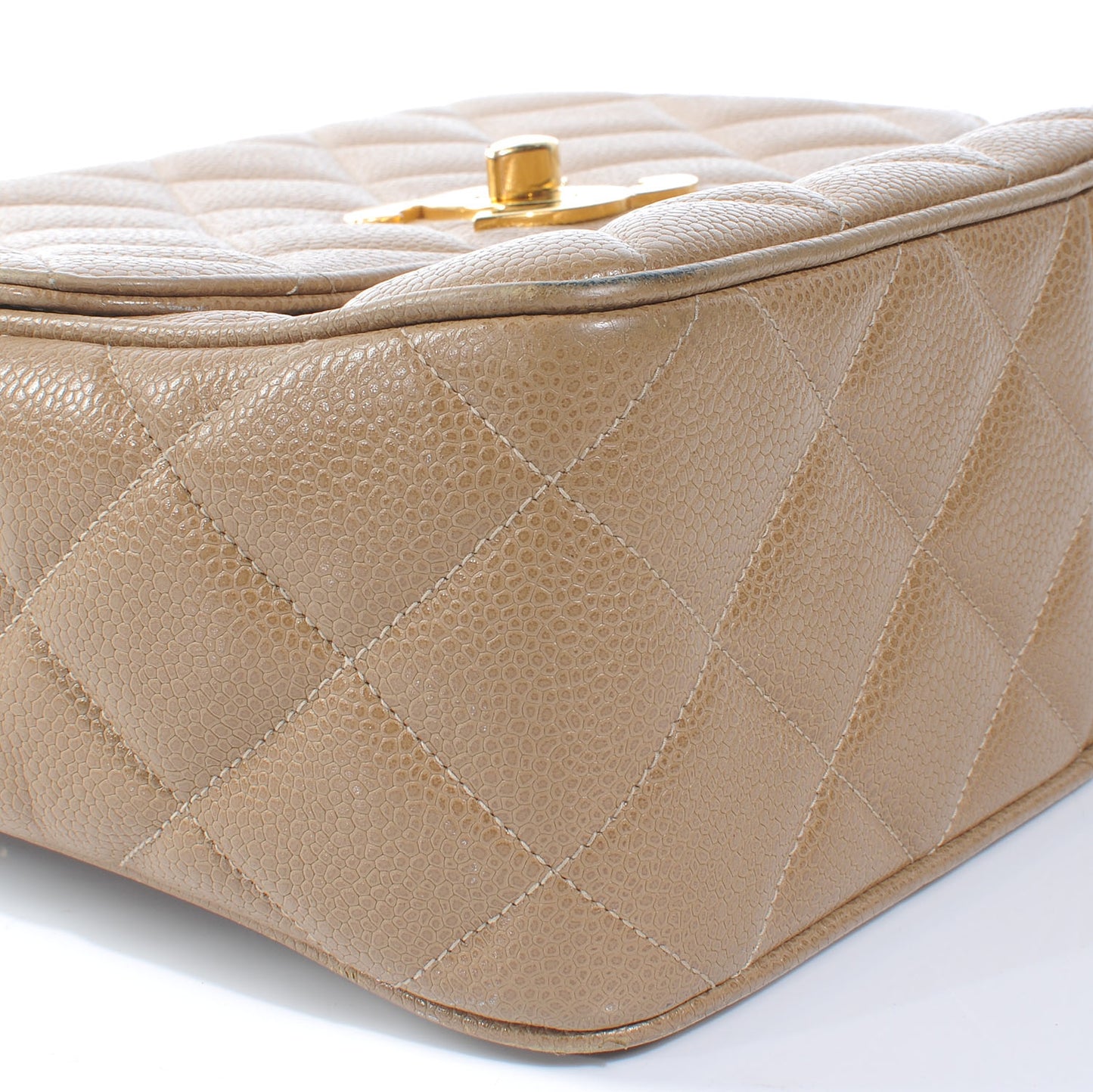 Caviar Quilted Shoulder Bag Dark Beige
