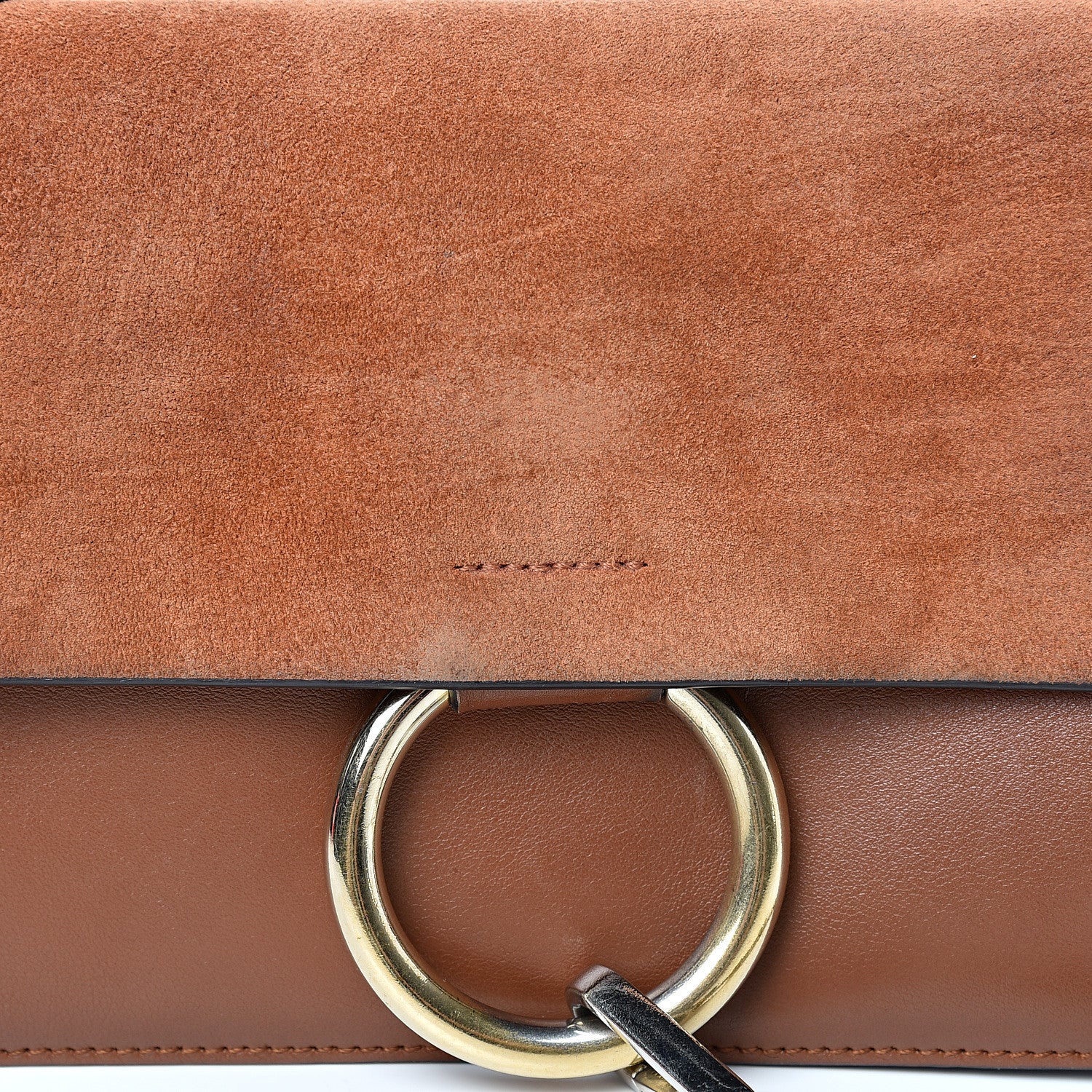 Chloe Suede Calfskin Small Faye Shoulder Bag Tobacco 14 of 21