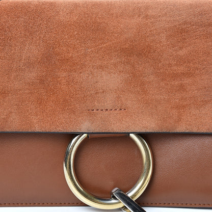 Chloe Suede Calfskin Small Faye Shoulder Bag Tobacco 14 of 21