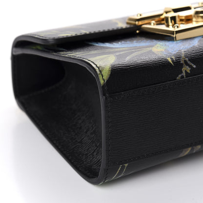 Gucci Calfskin Tropical Print Small Padlock Shoulder Bag Black Multi 5 of 9