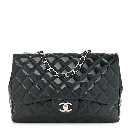 Chanel Patent Quilted Maxi Single Flap Blue 1 of 11