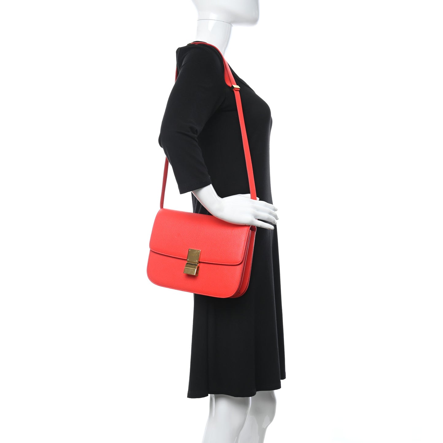Goatskin Medium Classic Box Flap Bag Alizarin