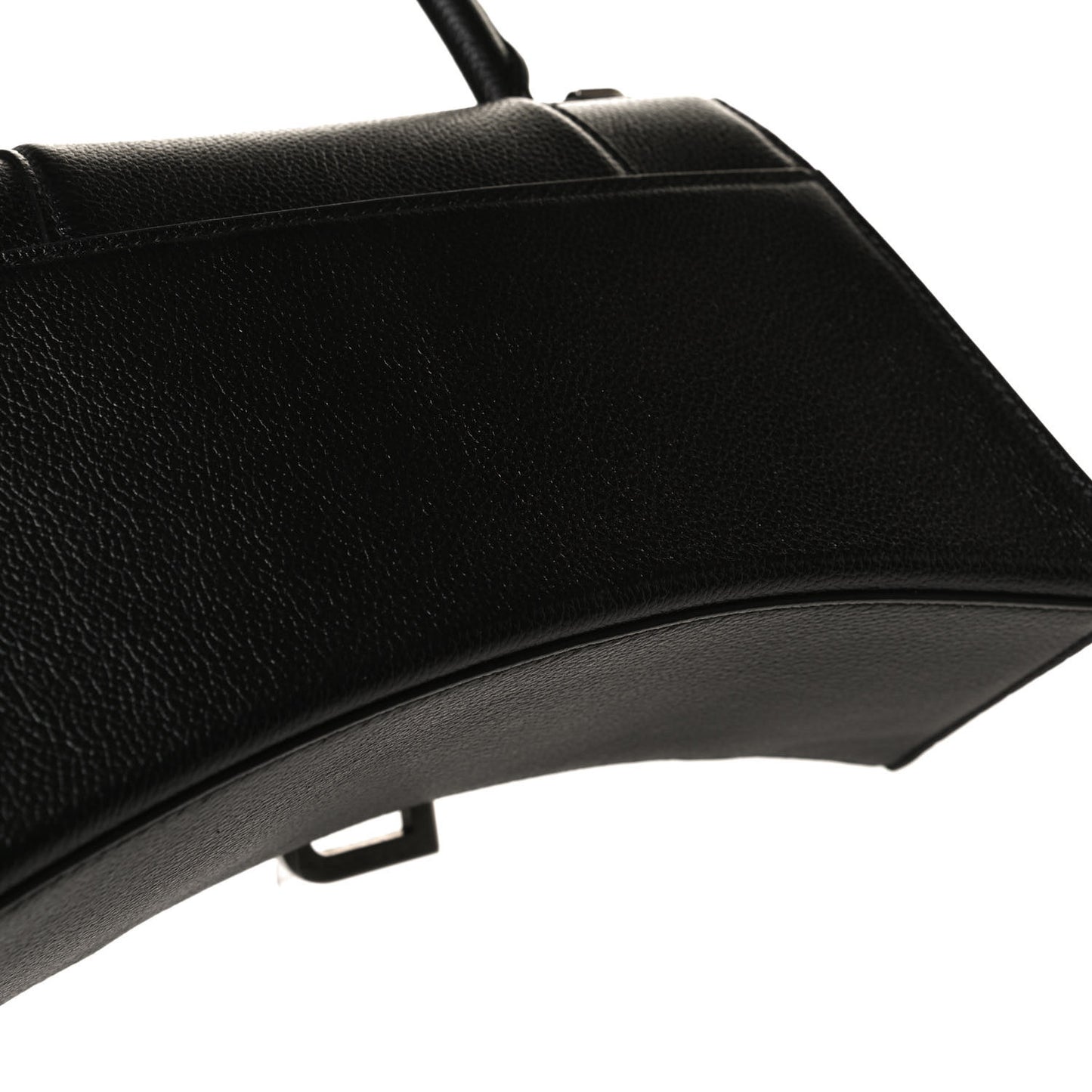 Grained Calfskin Small Hourglass Top Handle Bag Black