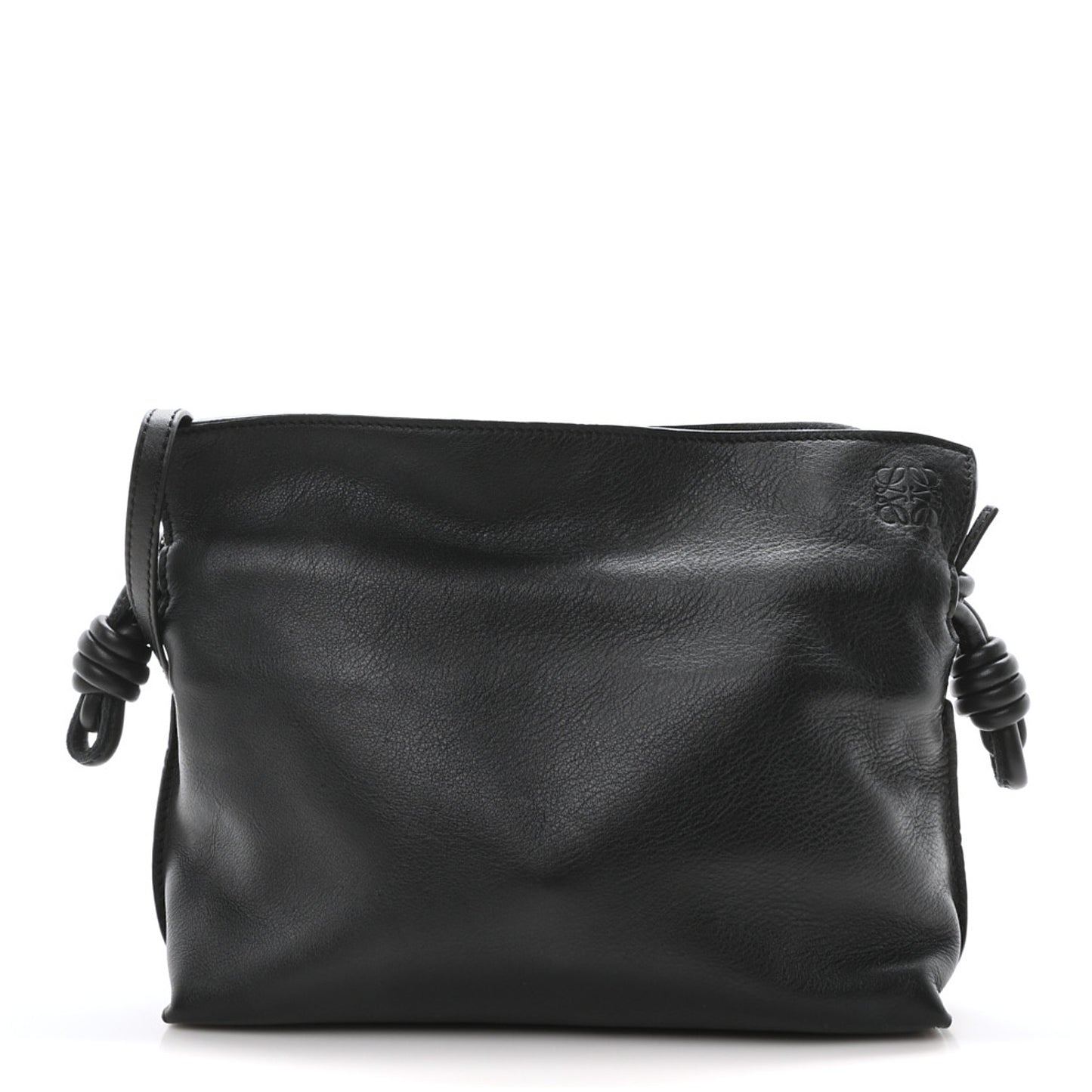 Calfskin Mini Flamenco Knot Clutch Black