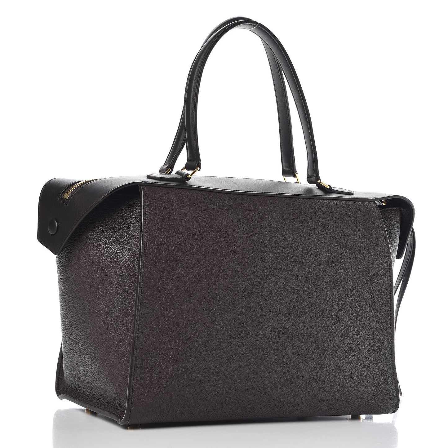 Goatskin Smooth Calfskin Small Ring Bag Dark Taupe