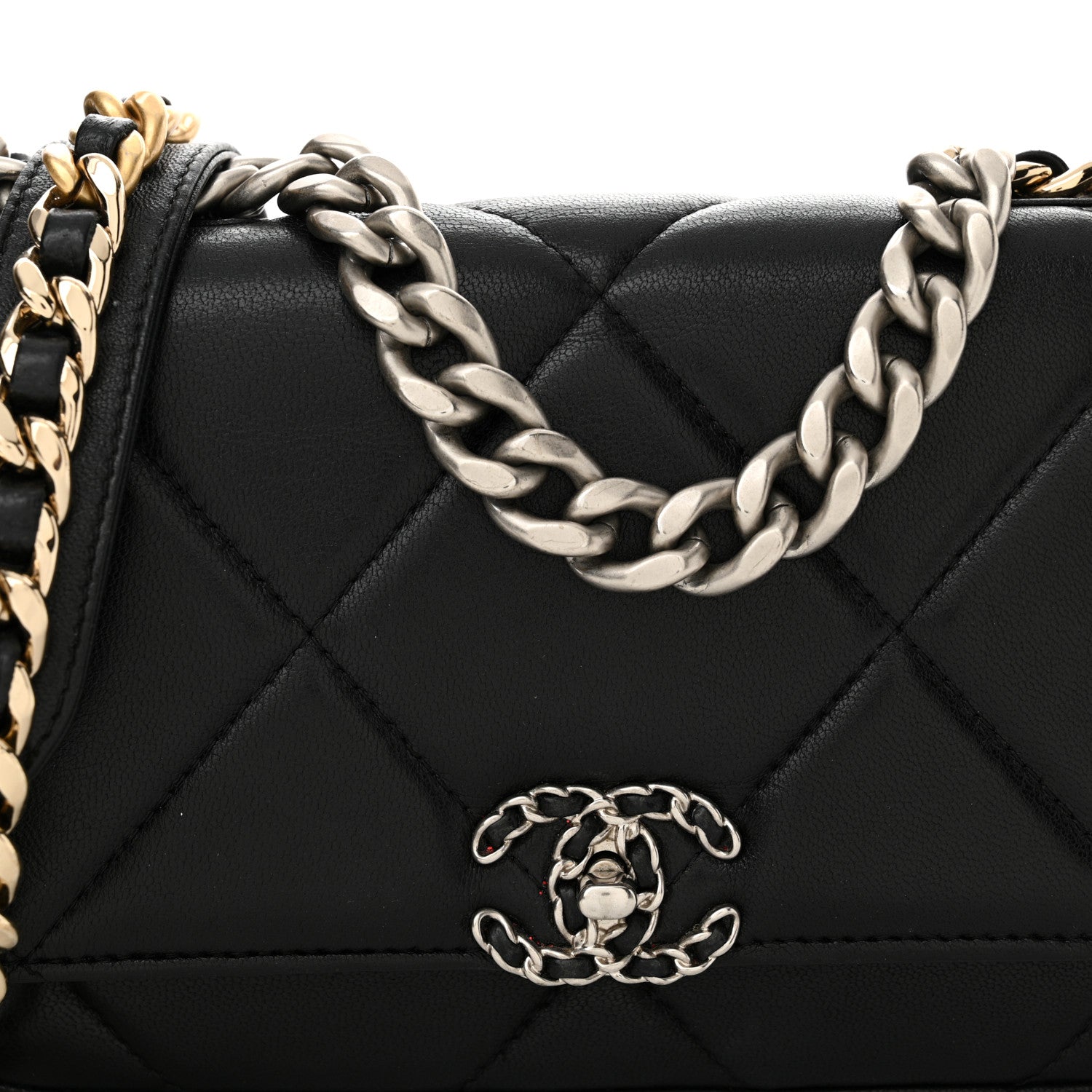 Chanel Lambskin Quilted Chanel 19 Wallet On Chain WOC Black 9 of 14