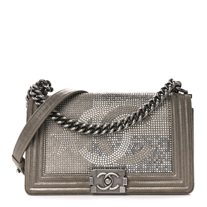 Chanel Iridescent Calfskin Quilted Strass Medium Paris Dallas Boy Flap Dark Khaki 1 of 12