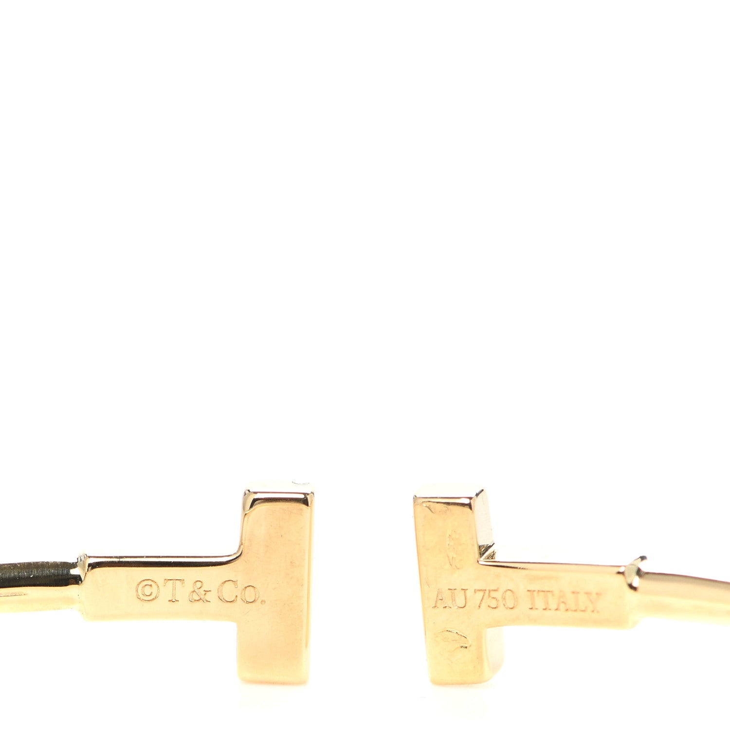 Tiffany 18K Yellow Gold Narrow T Wire Bracelet 4 of 5