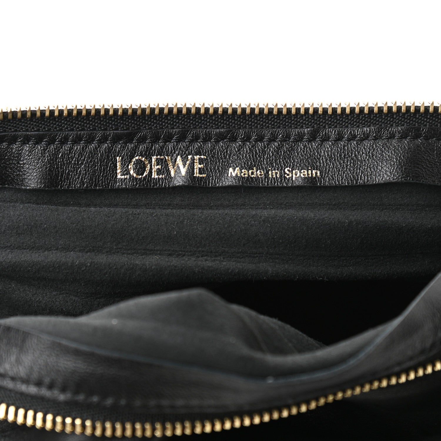 Loewe Lambskin Pleated Bracelet Pouch Shoulder Bag Black 6 of 10