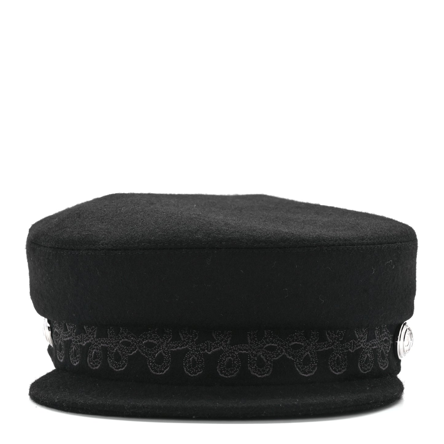 Wool Flannel Embroidered Womens Cabourg En Finesse Cap 57 Black