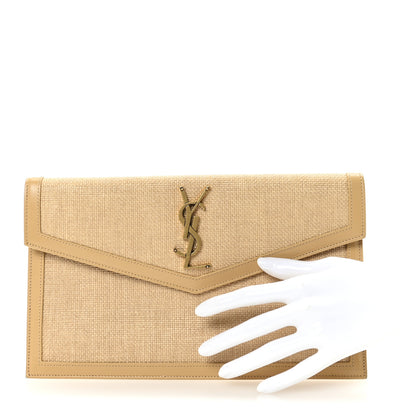 Saint Laurent Micro Raffia Uptown Pouch Natural Hay Blush 2 of 6