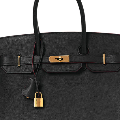 Hermes Epsom Contour Birkin 35 Bleu Indigo Rouge H 8 of 14