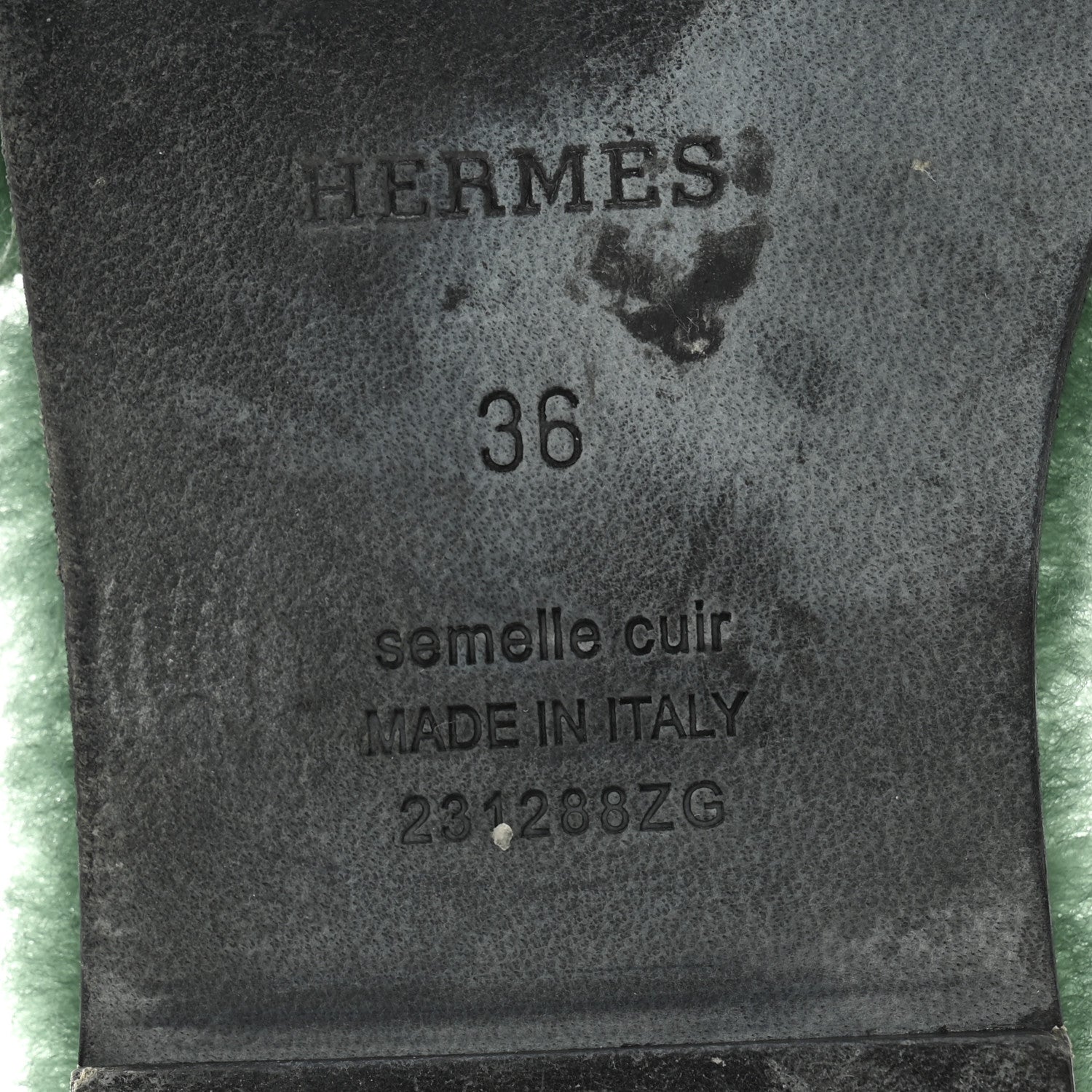 Hermes Woolskin Oran Sandals 36 Vert Anglais 7 of 9