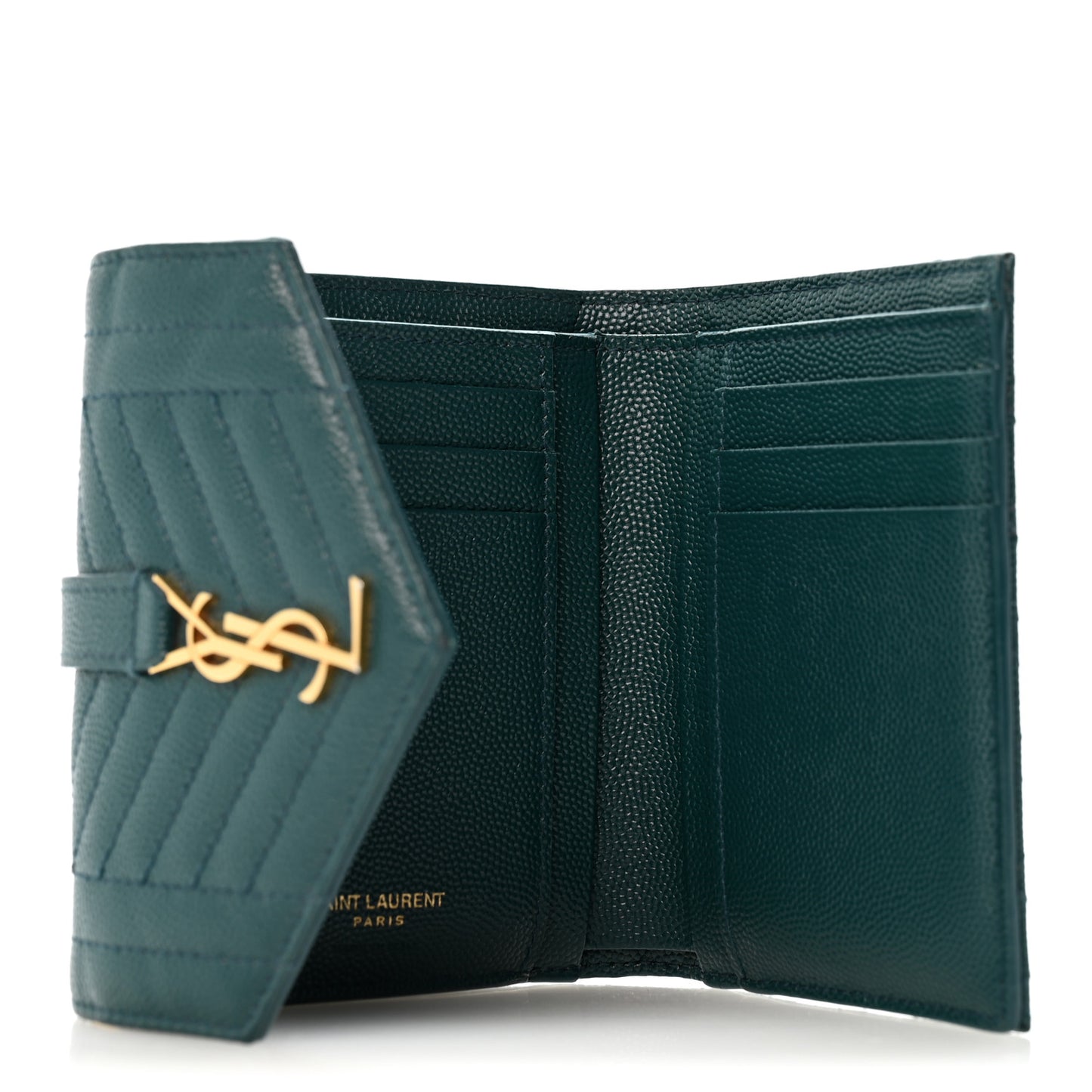 Grain De Poudre Mixed Matelasse Triquilt Monogram Compact Tri Fold Wallet Sea Turquois