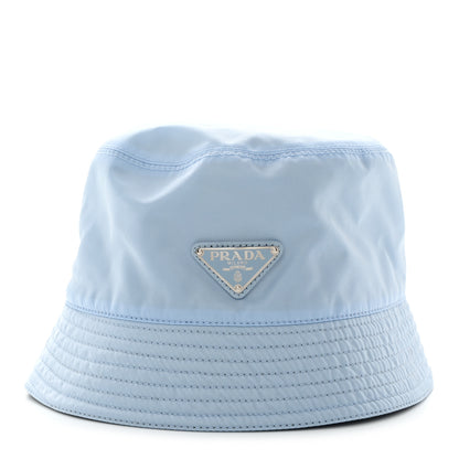 Prada Re-Nylon Metal Triangle Logo Womens Bucket Hat M Celeste 5 of 8