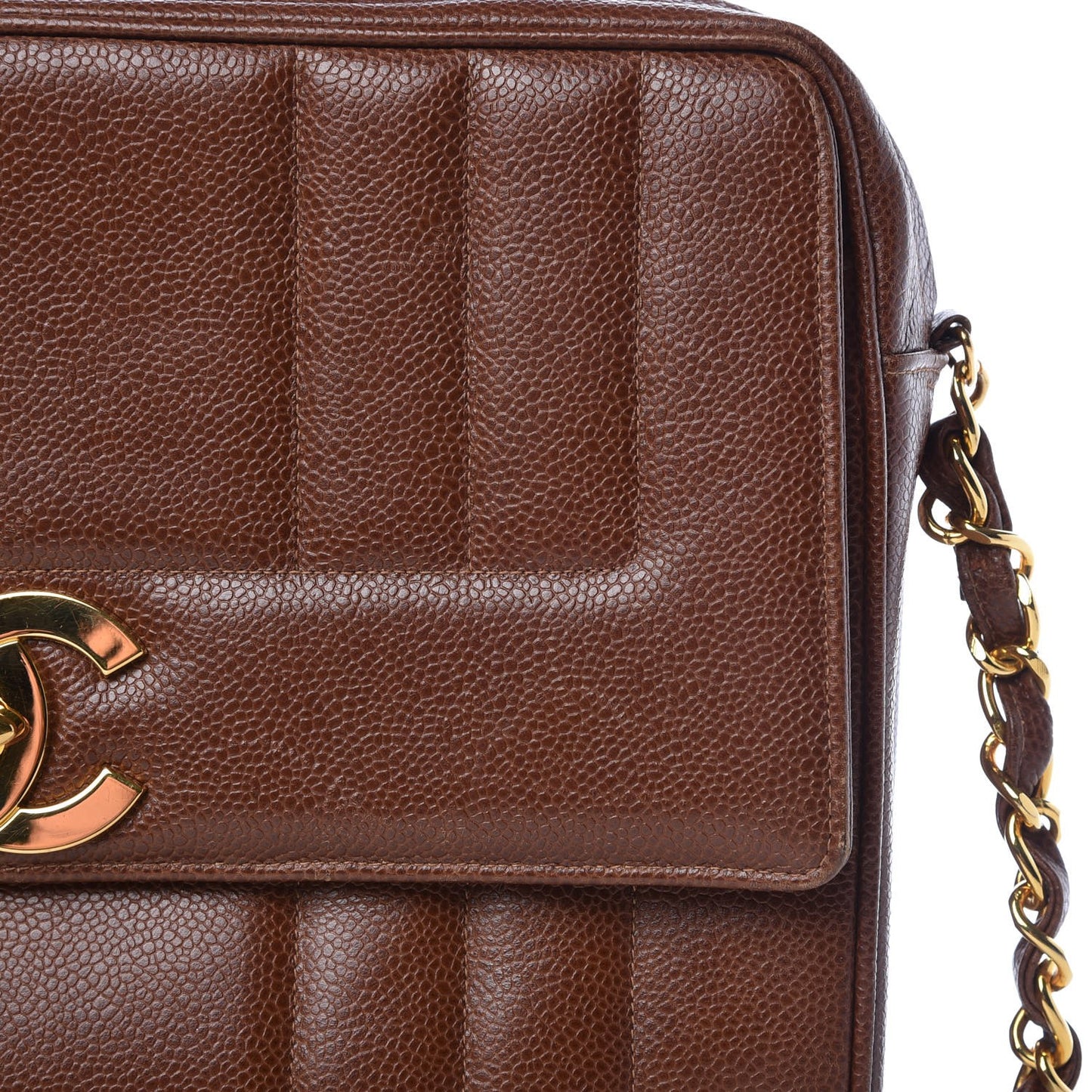 Caviar Vertical Quilt Bag Brown