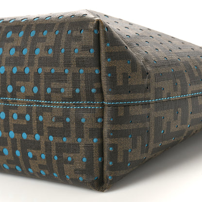 Fendi Zucca Spalmati Perforated Medium Roll Tote Tobacco Pavone 8 of 9