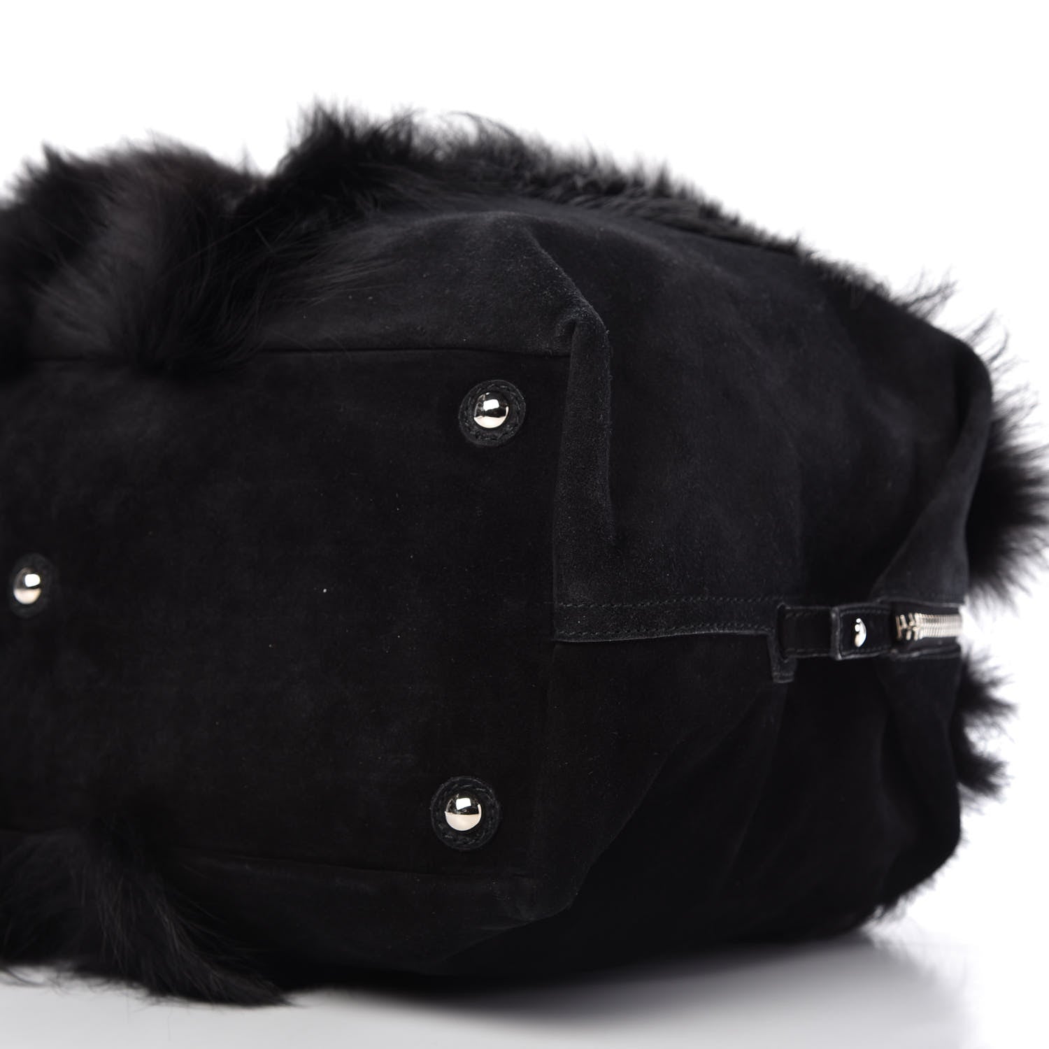 Saint Laurent Suede Fox Fur Medium Easy Sac Black 7 of 9