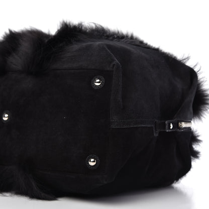 Saint Laurent Suede Fox Fur Medium Easy Sac Black 7 of 9