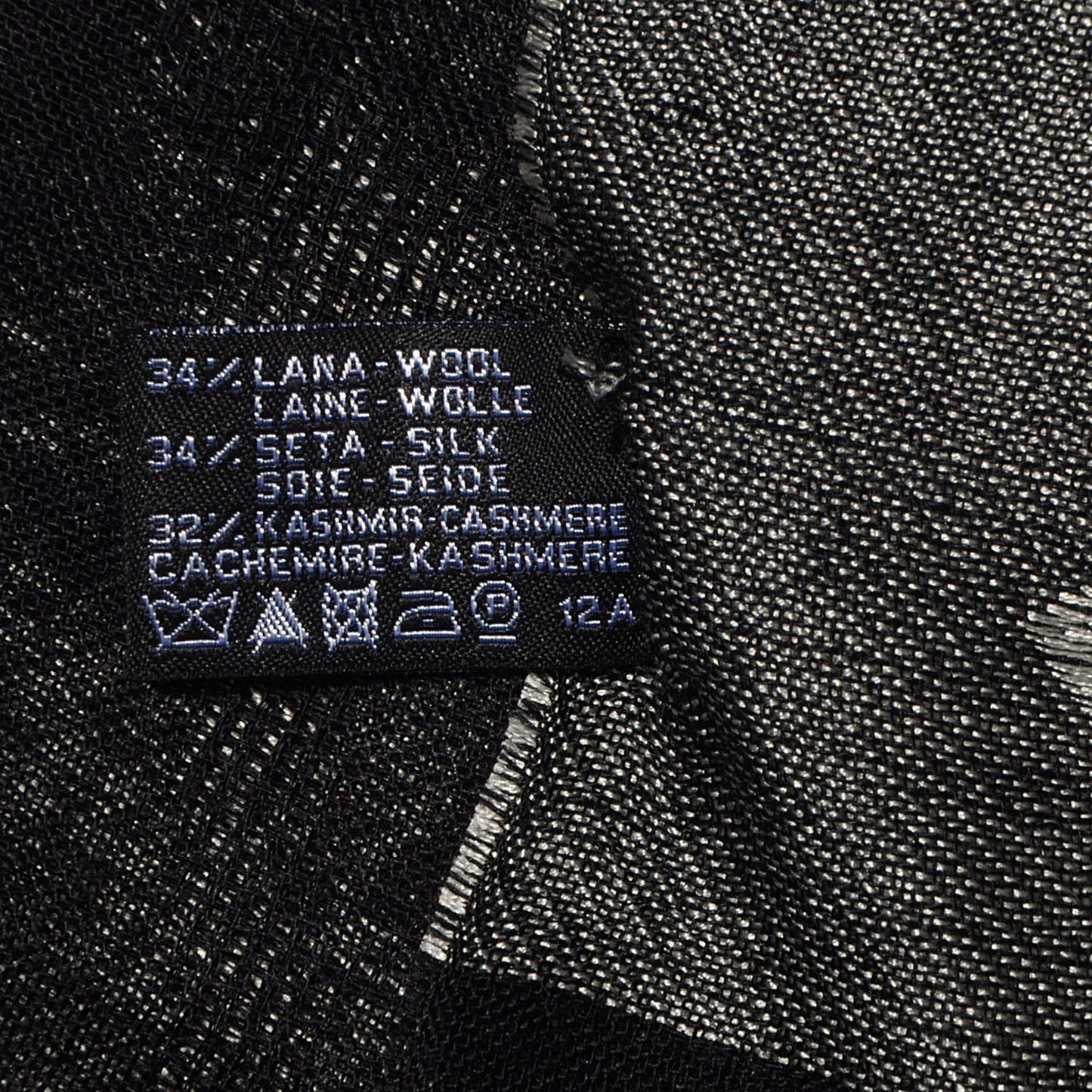 Wool Silk Cashmere CC Scarf Shawl Black White