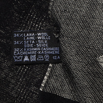 Chanel Wool Silk Cashmere CC Scarf Shawl Black White 5 of 5