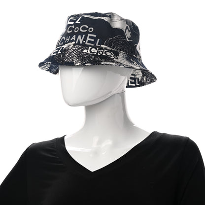 Chanel Cotton Coco Print Bucket Hat M Navy Black White 2 of 9