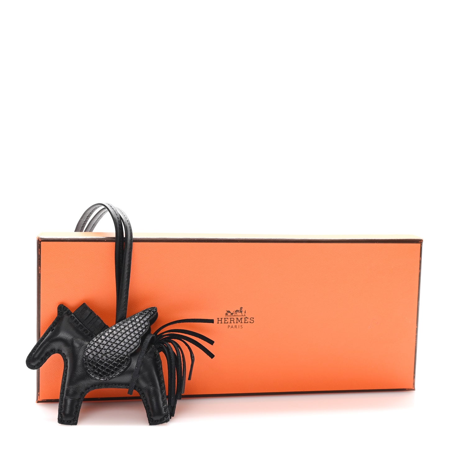 Milo Lambskin Lizard Touch Grigri Rodeo Pegase Horse Bag Charm PM So Black