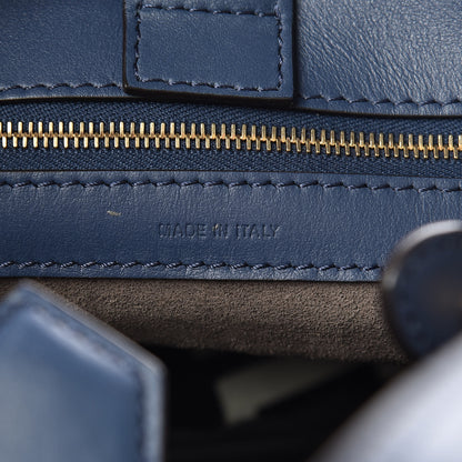 Fendi Vitello Century Opaco F is Fendi Bi-Color Small Runaway Satchel Blu Scuro Black 8 of 10