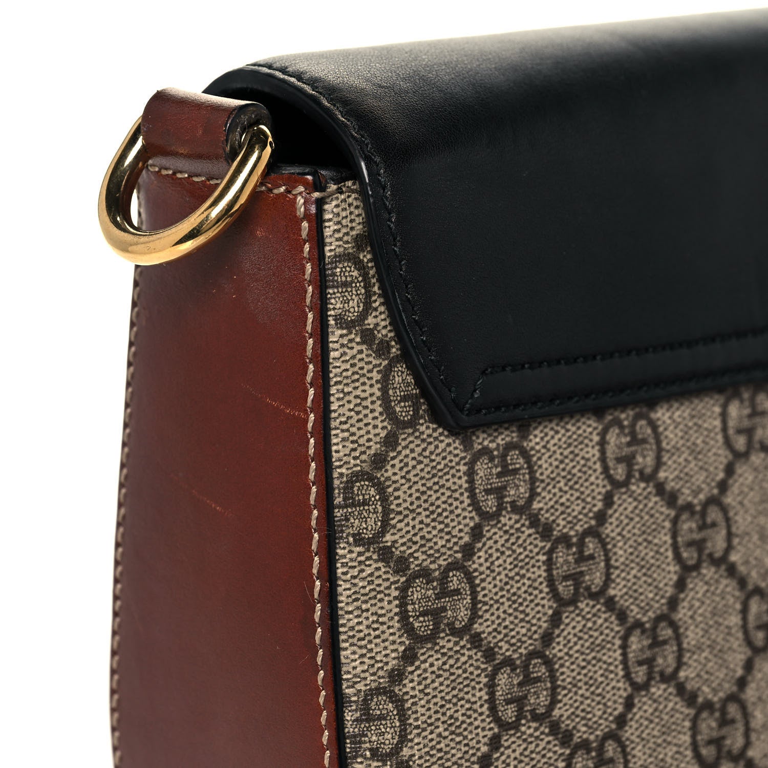 Gucci GG Supreme Monogram Web Medium Padlock Messenger Shoulder Bag Black 18 of 19