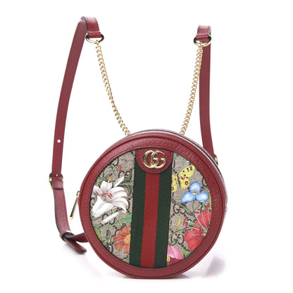 Gucci GG Supreme Monogram Web Flora Mini Ophidia Round Backpack Red 1 of 11