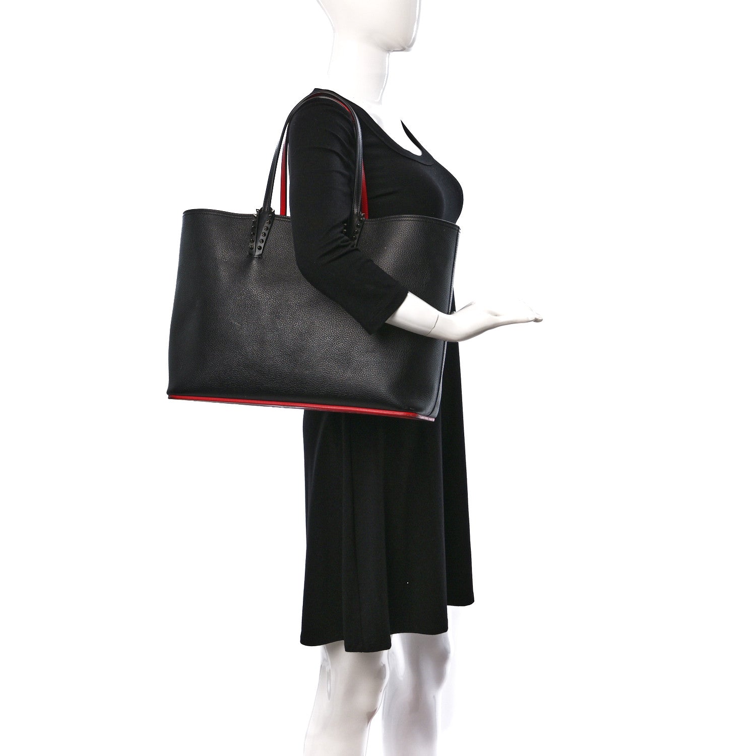 Christian Louboutin Calfskin Spikes East West Cabata Tote Black 2 of 17