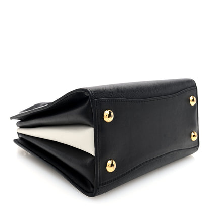 Prada Saffiano City Calfskin Mini Bibliothèque Top Handle Black White 4 of 10