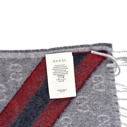Gucci Wool Angora Monogram Web New Nikky Scarf Zinc Blue 4 of 4