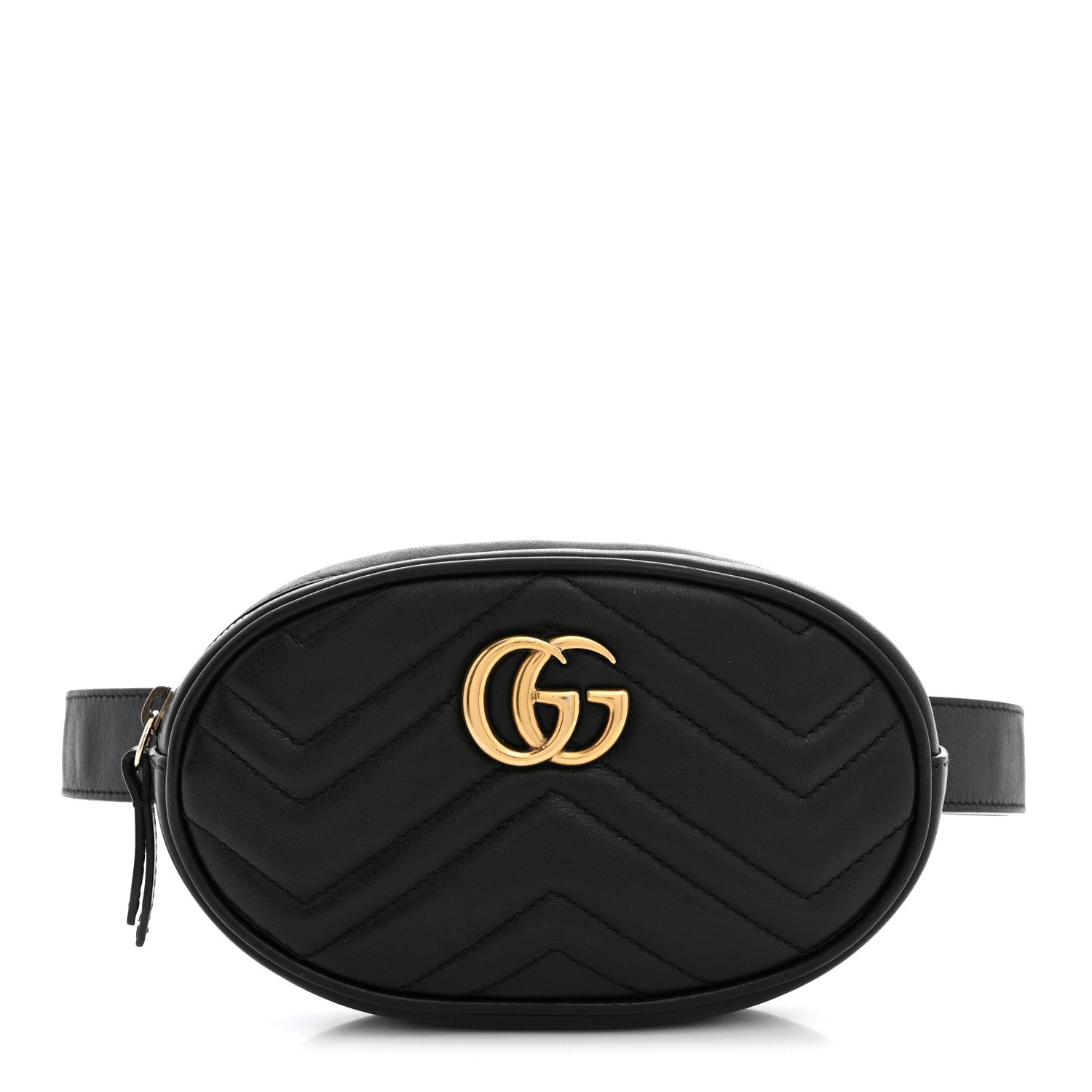 Gucci Calfskin Matelasse GG Marmont Belt Bag 75 30 Black 1 of 12