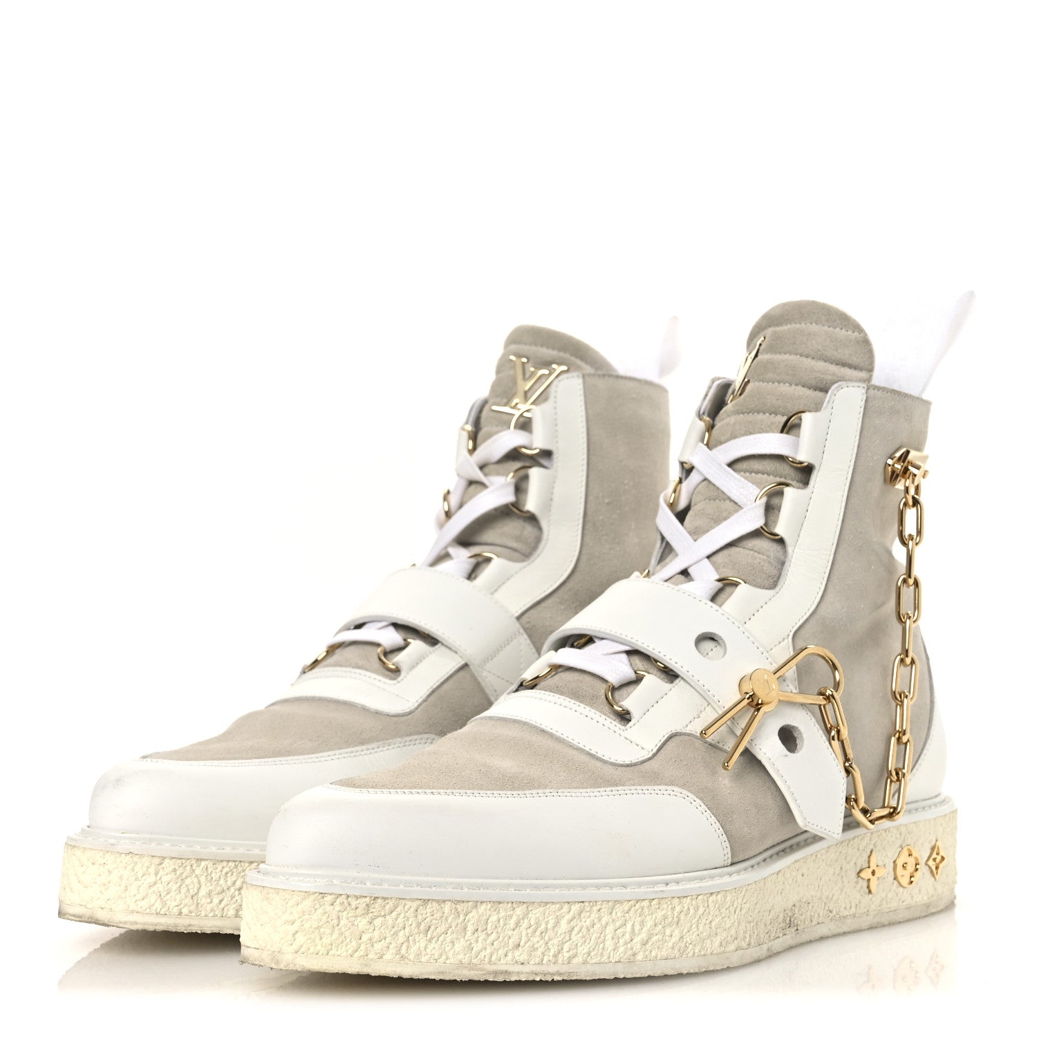 Louis Vuitton Calfskin Suede Mens Creeper Ankle Boots 9 White 4 of 15