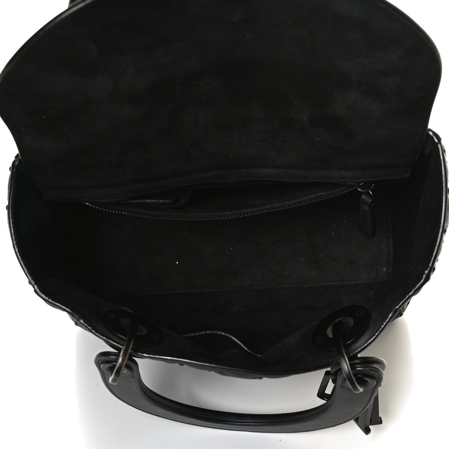 UItra Matte Calfskin Cannage Studded Medium Supple Lady Dior Black
