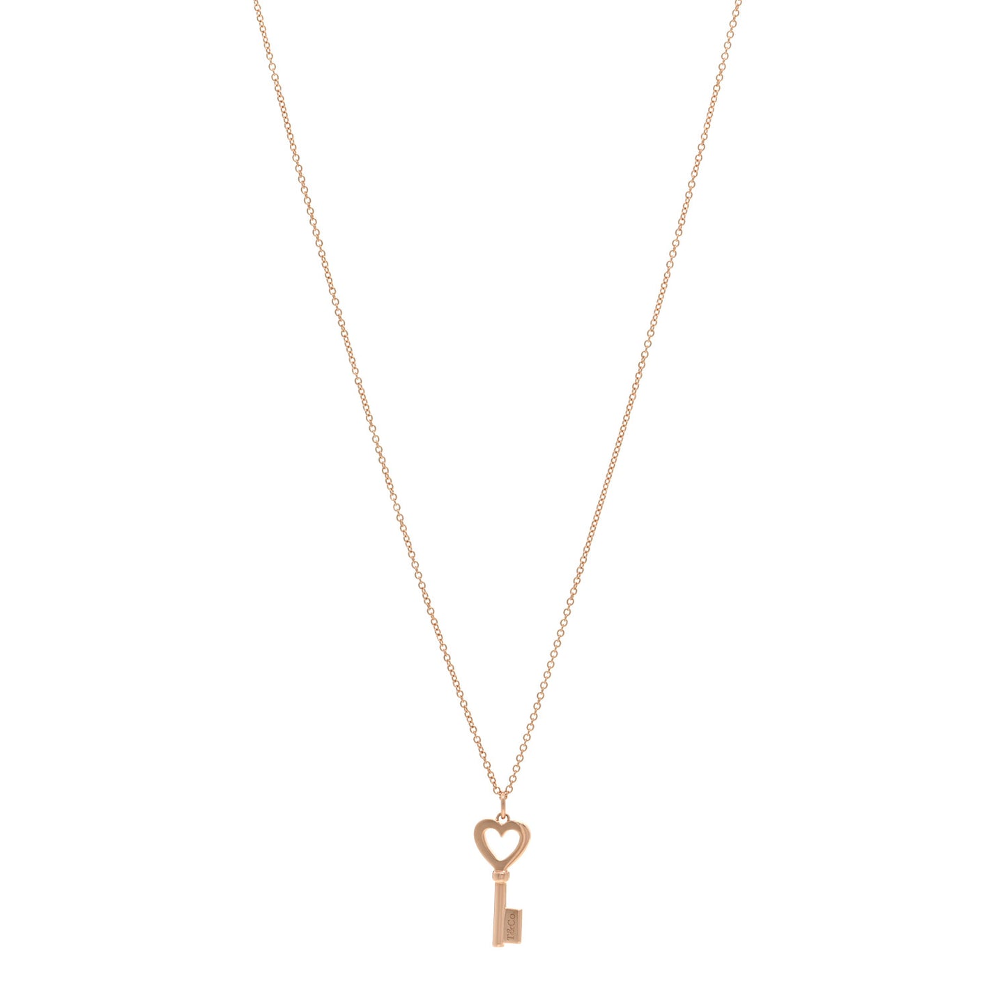 Rose Gold Mini Heart Key Pendant Necklace