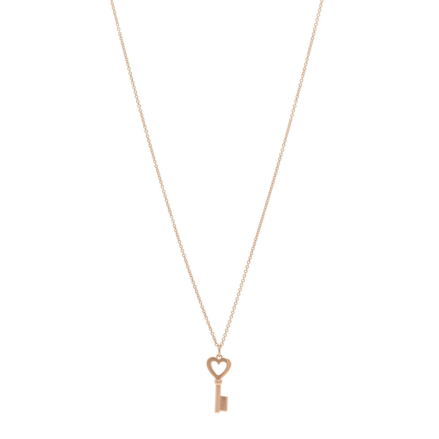 Tiffany Rose Gold Mini Heart Key Pendant Necklace 1 of 5