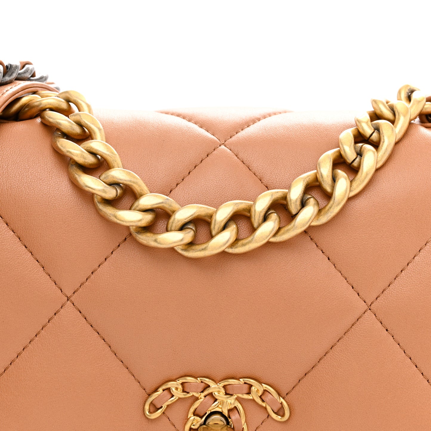 Lambskin Quilted Medium Chanel 19 Flap Brown