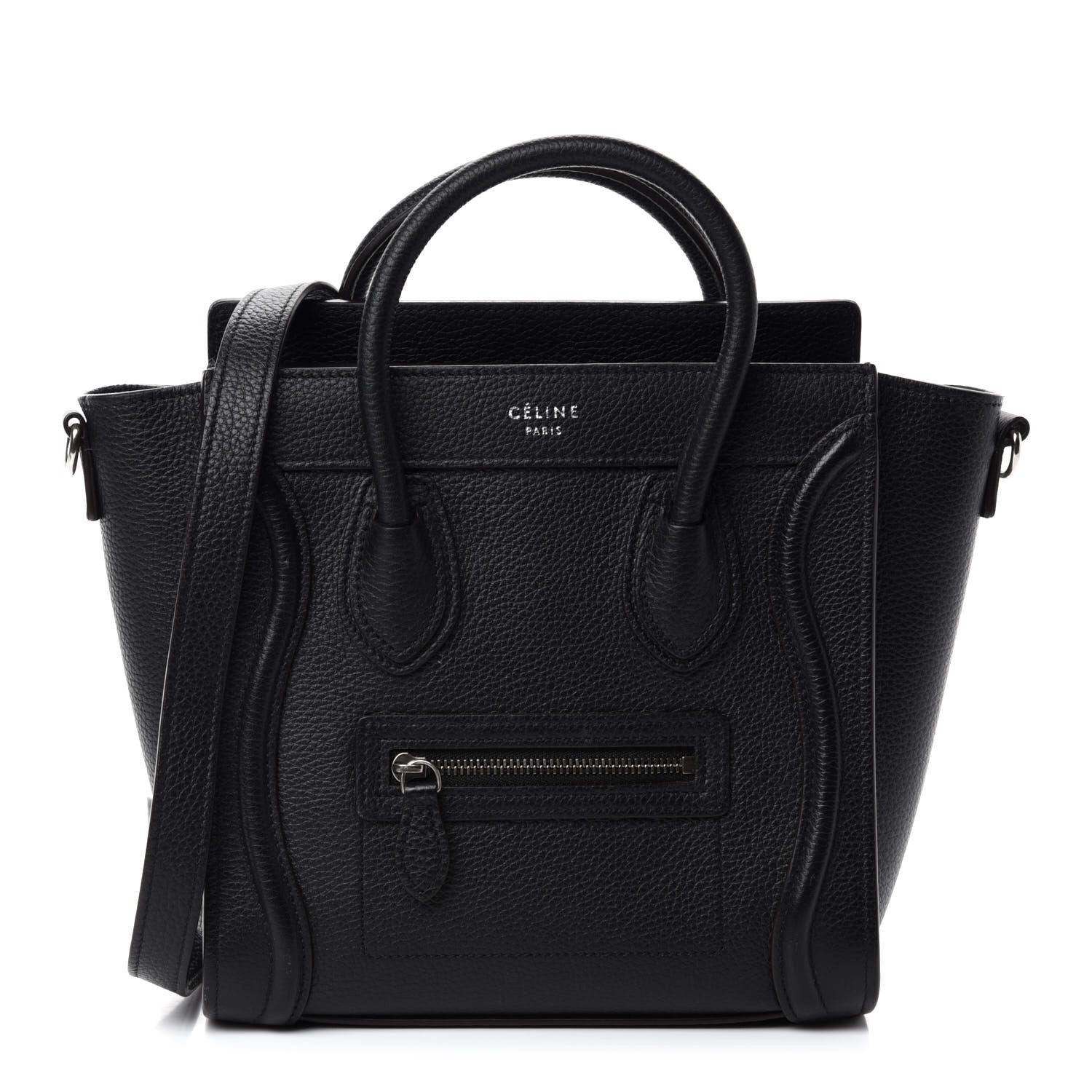 Celine Drummed Calfskin Nano Luggage Black 1 of 16