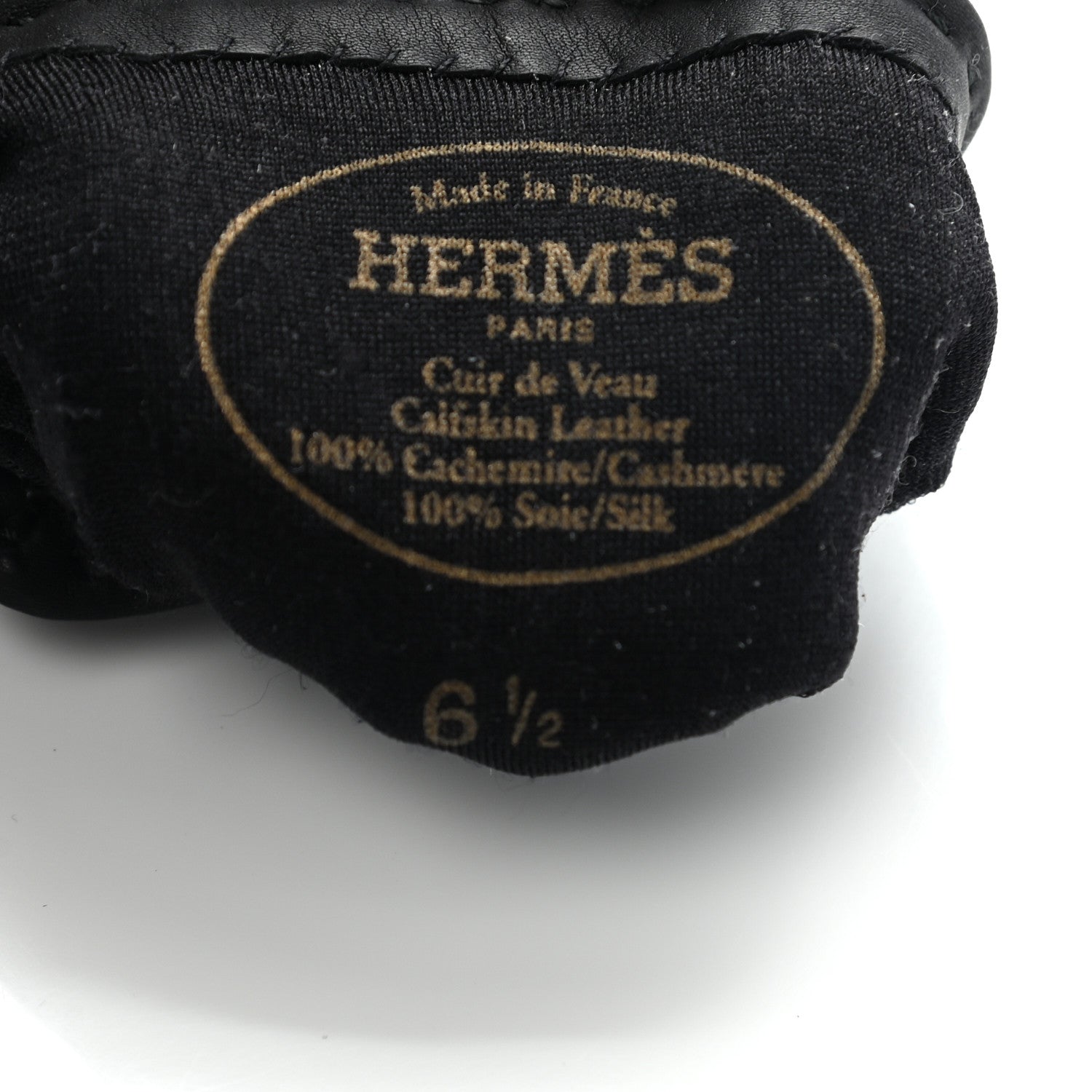 Hermes Cashmere Calfskin Helsinki Gloves 6.5 Black 3 of 5
